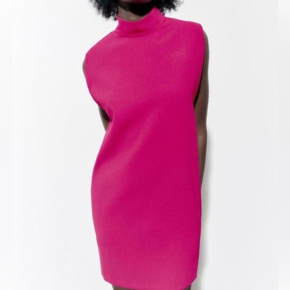 Zara Dresses & Skirts - Zara SHOULDER PADS SHORT DRESS. Neon Fuchsia. Size L
NWT